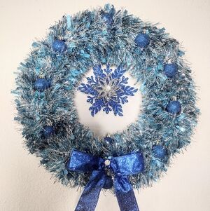 Blue and Silver Holiday Wreath